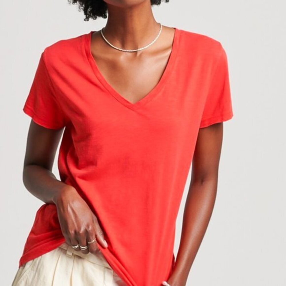 Madewell orange V-Neck short sleeve t-shirt size Small
